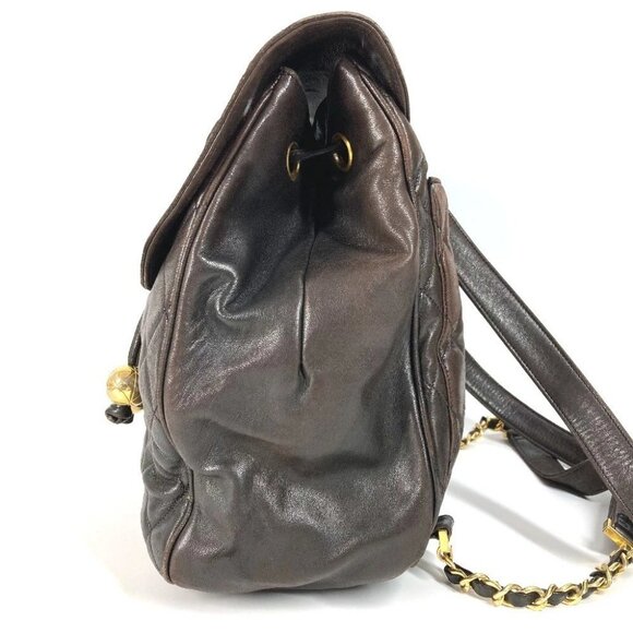 CHANEL Matelasse Quilted Vintage Drawstring Chain Backpack Lambskin Black - Picture 6 of 16